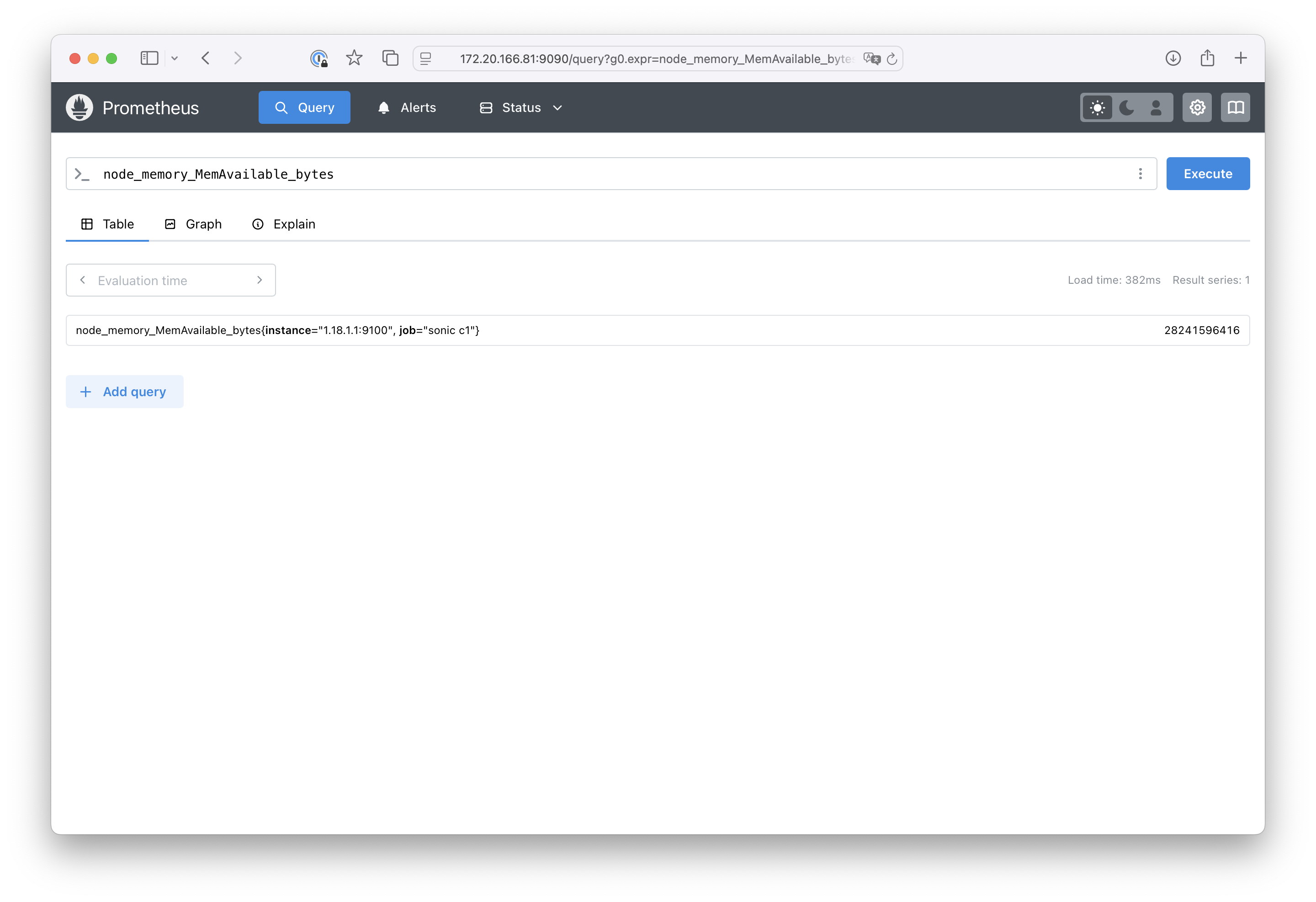 Memory Usage example