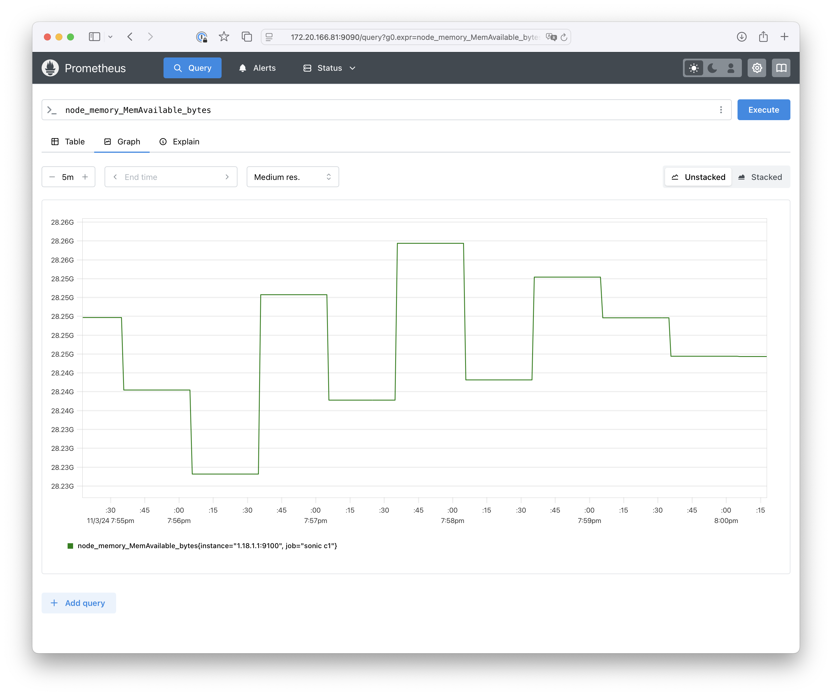 Memory Usage example