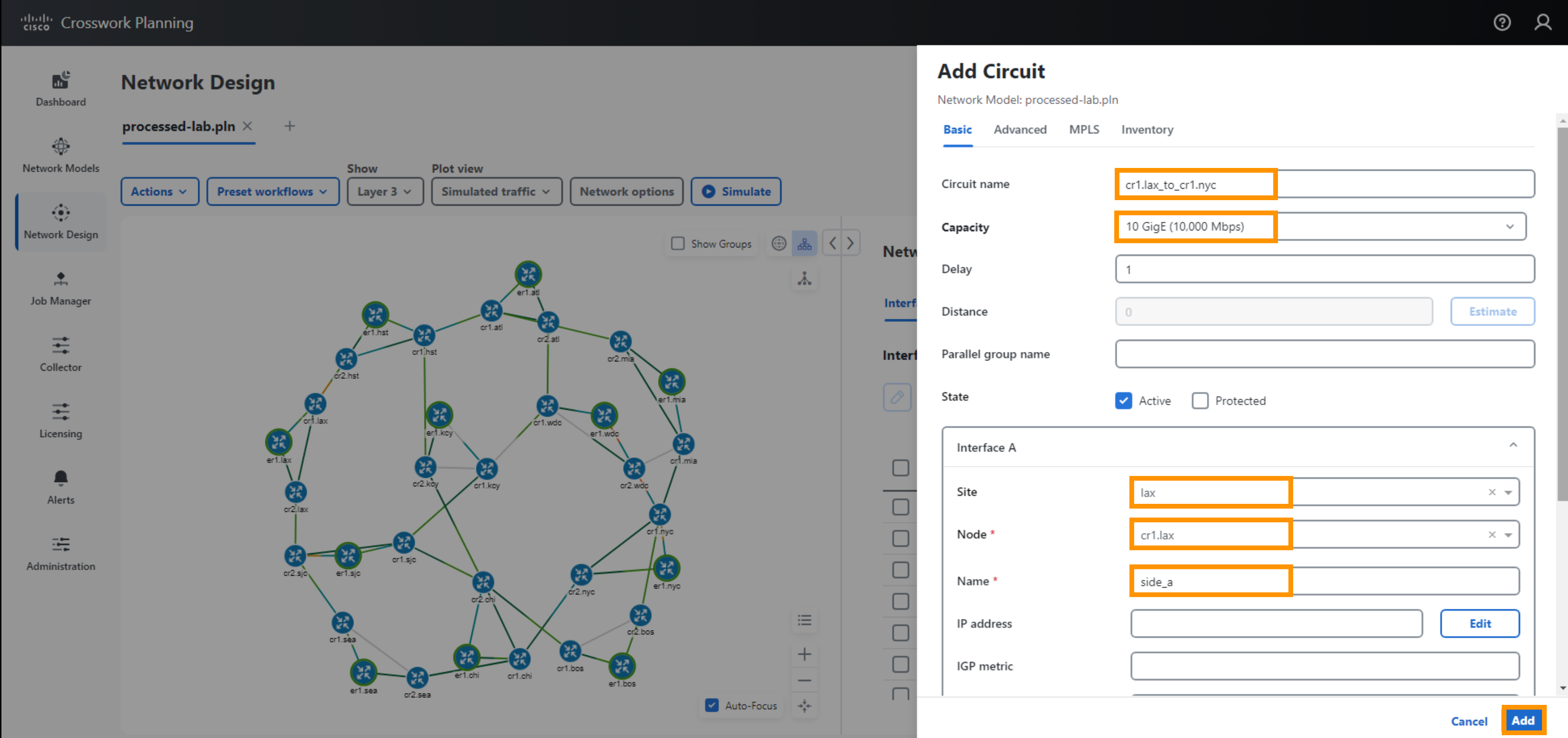 Add Circuit Details - Interface A