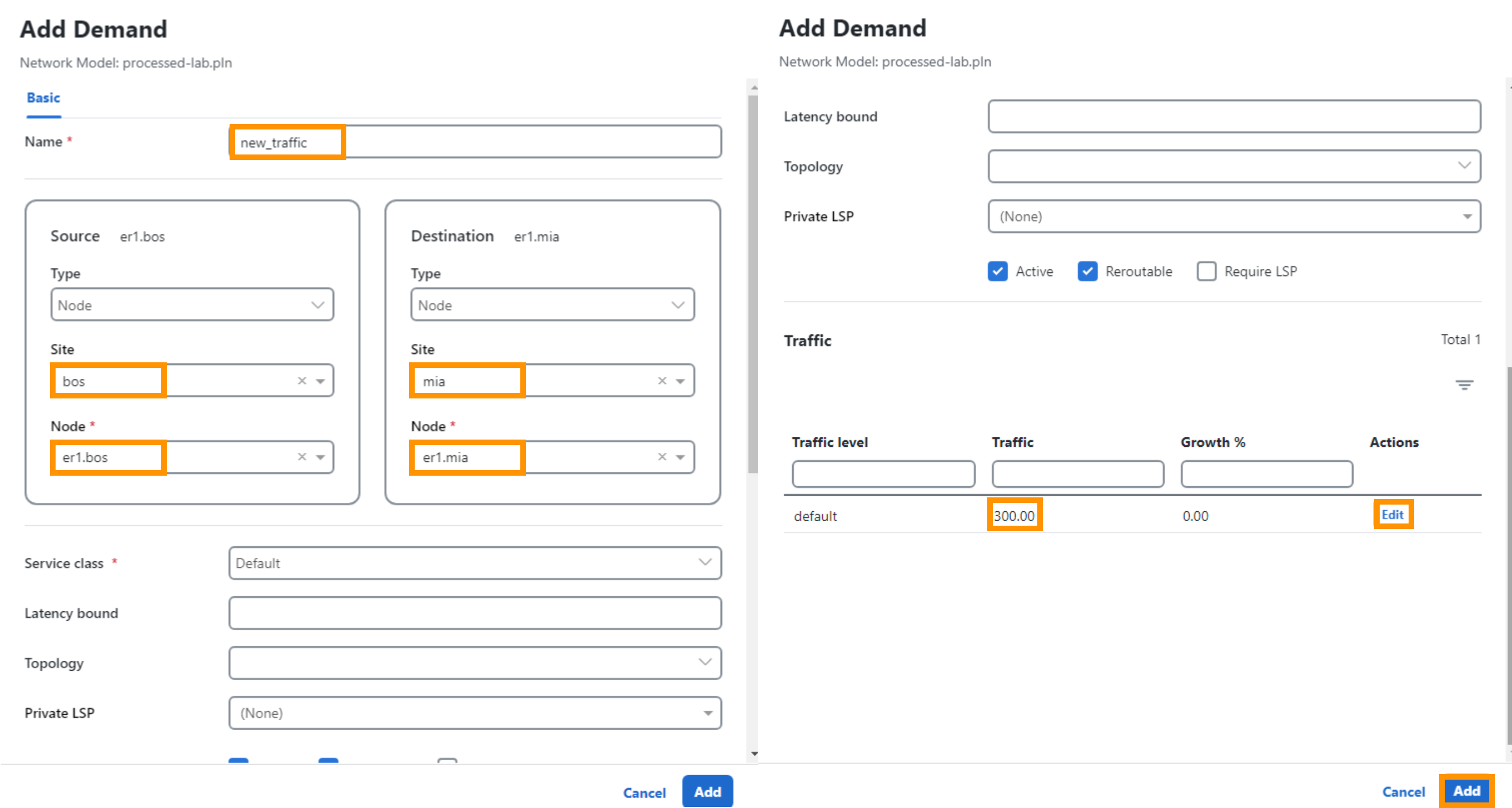 Edit New Demand attributes