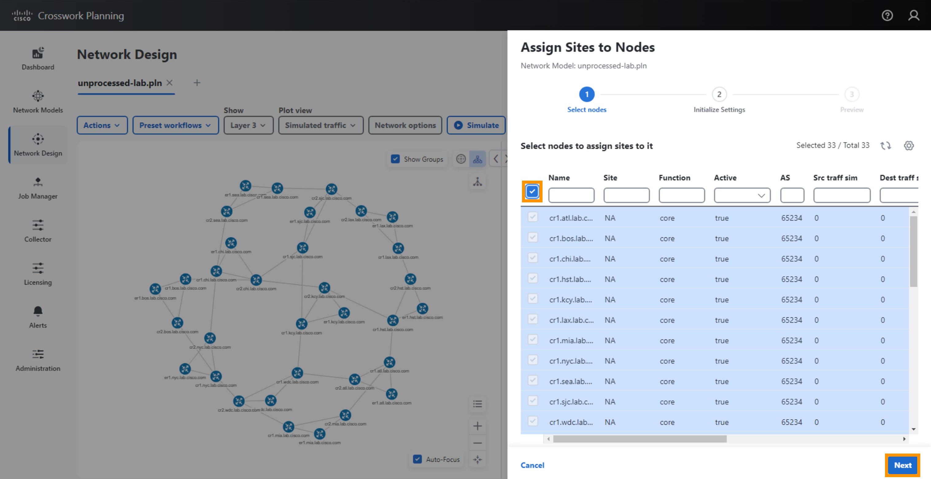 Assign Nodes to Sites - Select Nodes