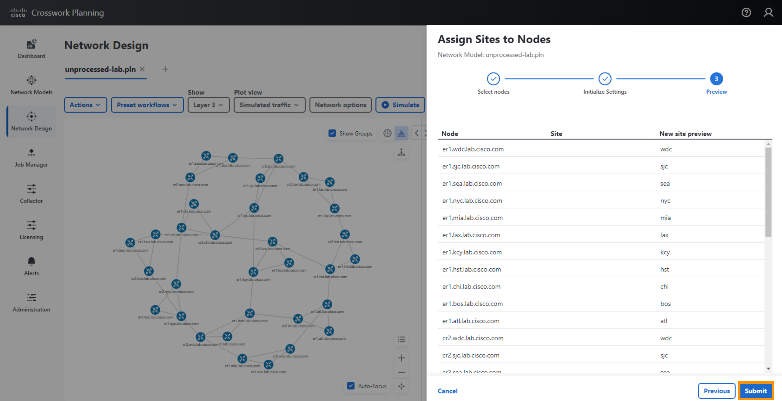 Assign Nodes to Sites - Preview