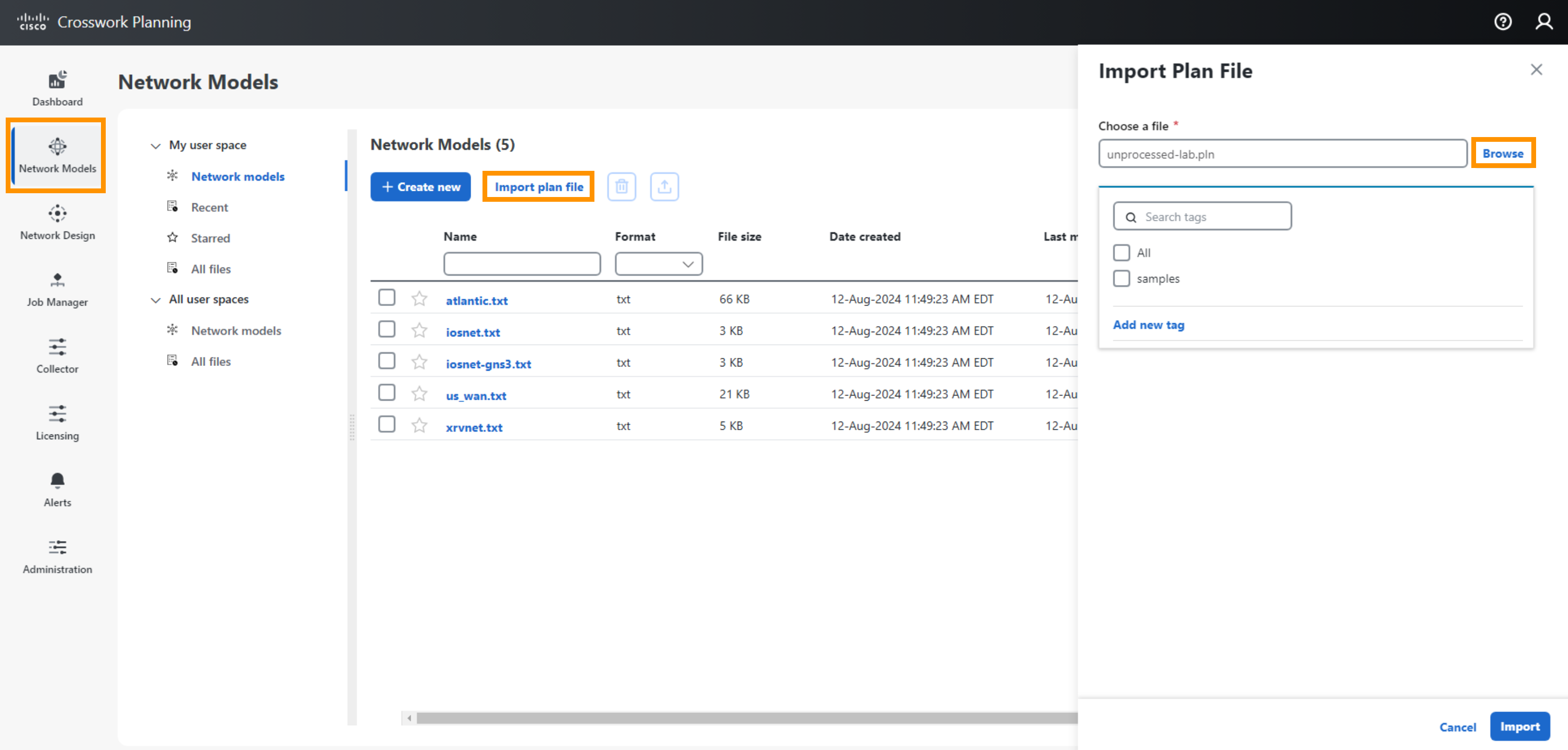 Import Plan File