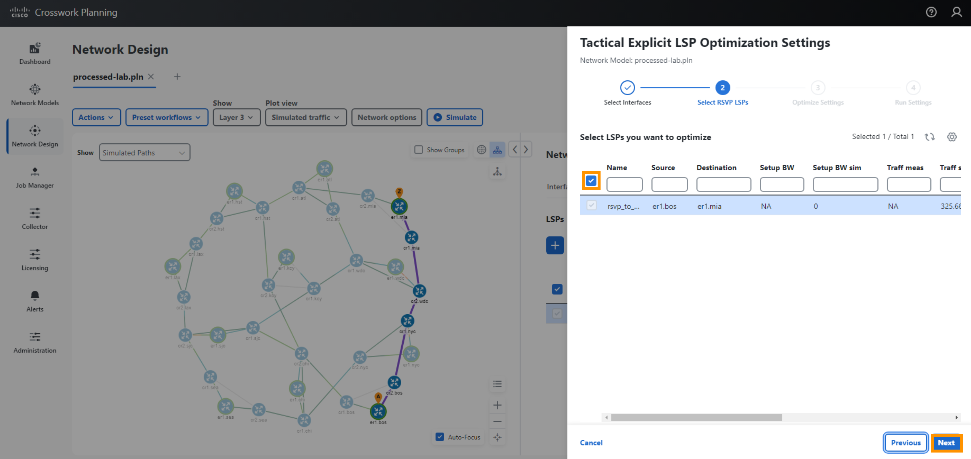 RSVP Optimization - Select LSPs