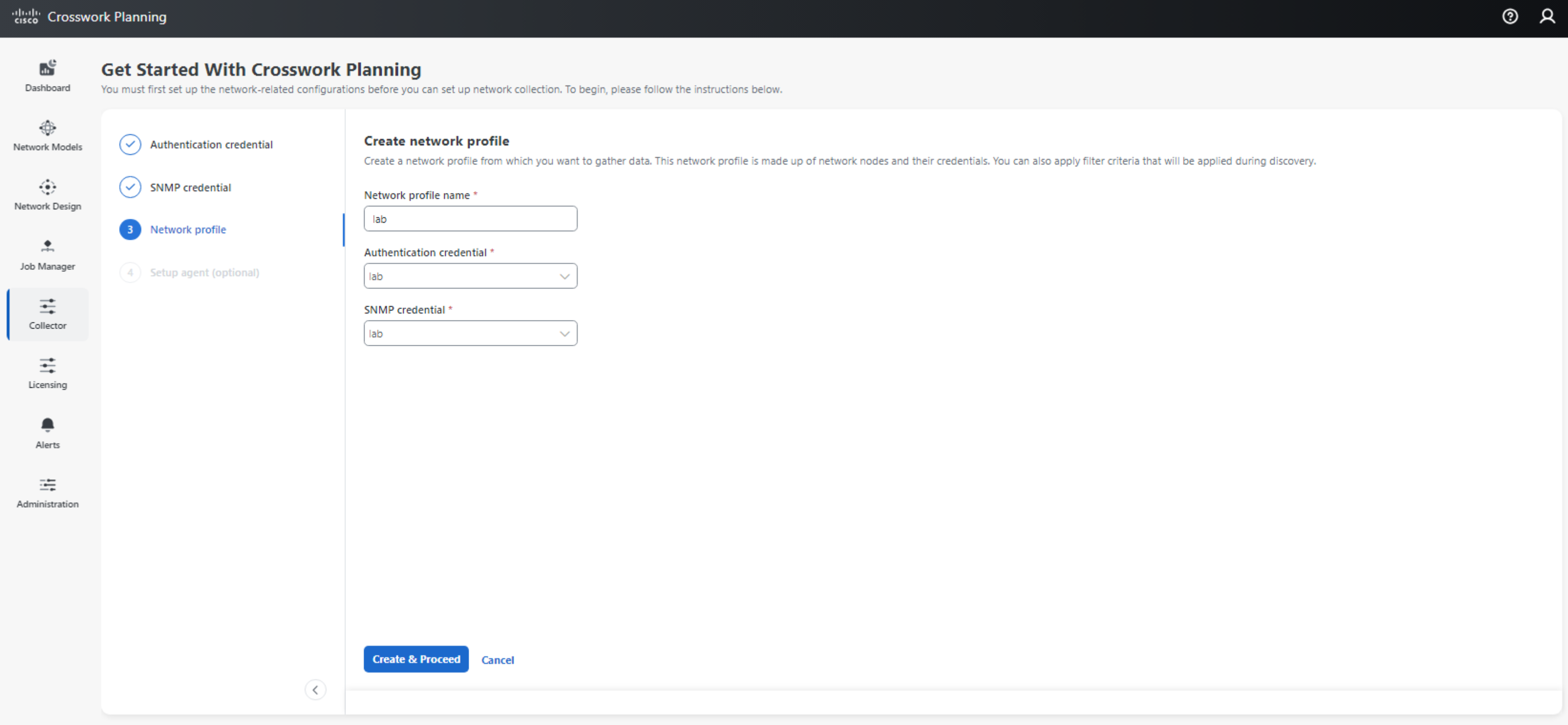 Setting up Network Profile