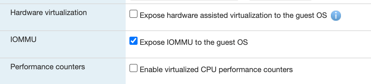 IOMMU enable guest OS ESXI
